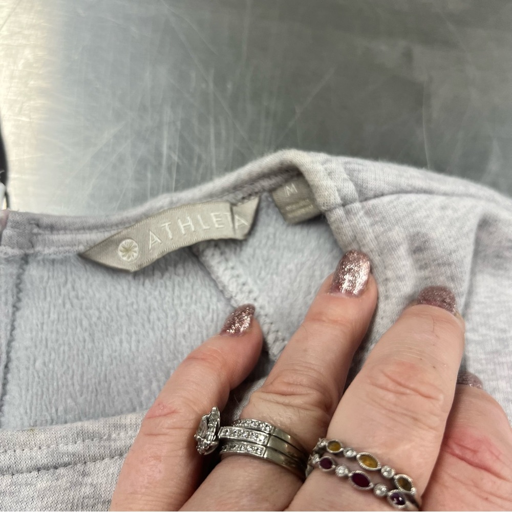 Athleta Cozy Karma Back Zip Sweatshirt Dress, Gray - Picture 8 of 12